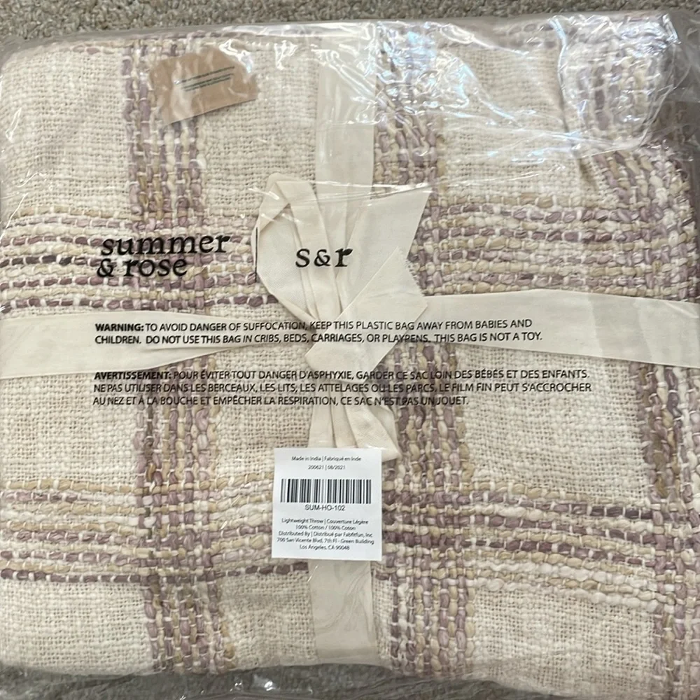 NEW Summer & Rose Checkered Throw Blanket